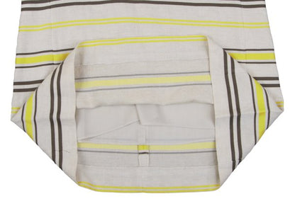 Leilian Stripe Jacquard Short Sleeve Tunic Ecru Blouse Size 7