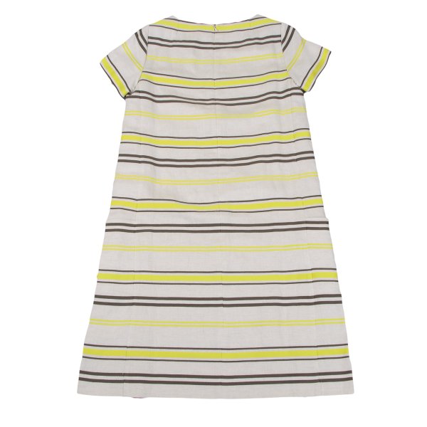 Leilian Stripe Jacquard Short Sleeve Tunic Ecru Blouse Size 7