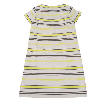 Leilian Stripe Jacquard Short Sleeve Tunic Ecru Blouse Size 7