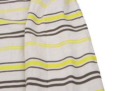 Leilian Stripe Jacquard Short Sleeve Tunic Ecru Blouse Size 7
