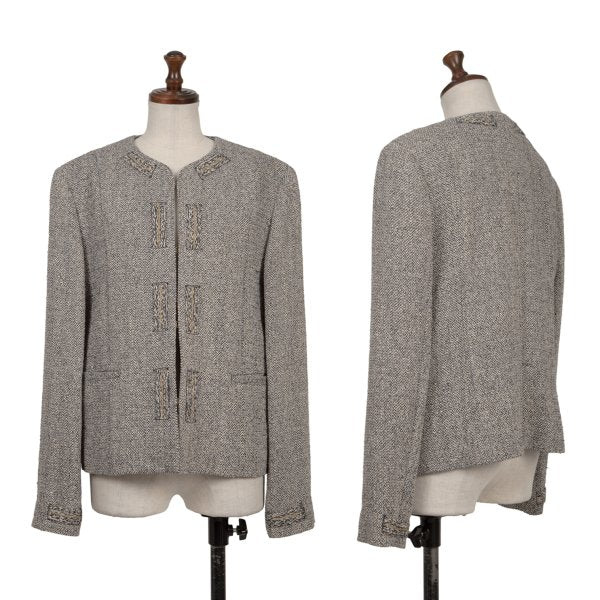 Mademoiselle NON NON Linen Silk Jacket Blue/Cream Size 38M