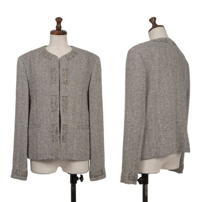 Mademoiselle NON NON Linen Silk Jacket Blue/Cream Size 38M