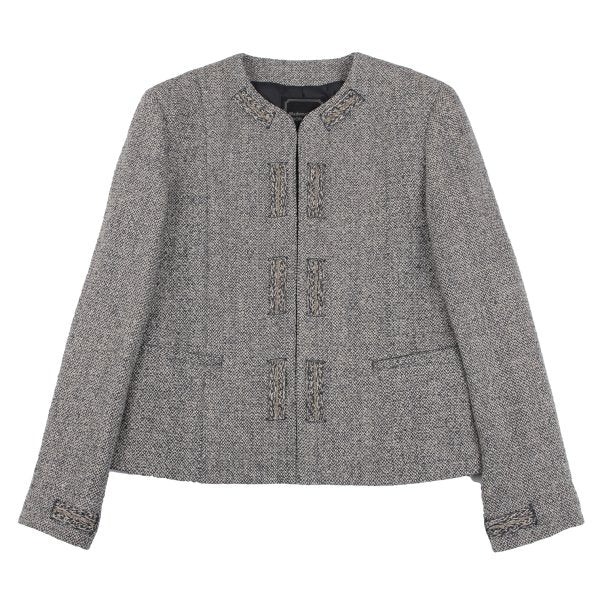 Mademoiselle NON NON Linen Silk Jacket Blue/Cream Size 38M