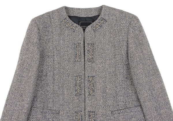 Mademoiselle NON NON Linen Silk Jacket Blue/Cream Size 38M