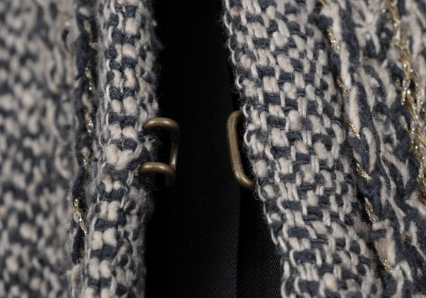 Mademoiselle NON NON Linen Silk Jacket Blue/Cream Size 38M