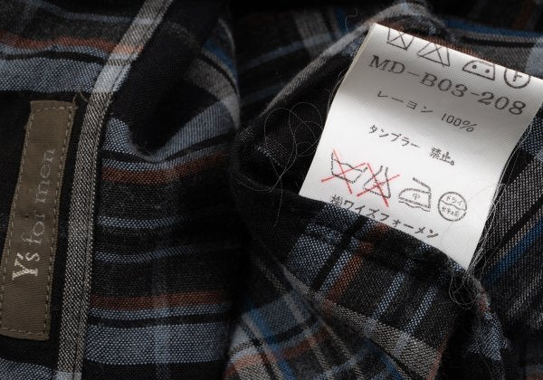 Y's for men Rayon Open Collar Check Shirt Multi Size L