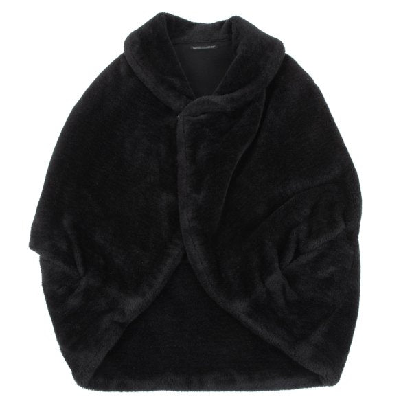 Yohji Yamamoto FEMME Faux Fur Hook Closure Cape Black Size S