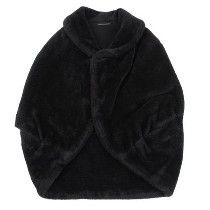 Yohji Yamamoto FEMME Faux Fur Hook Closure Cape Black Size S