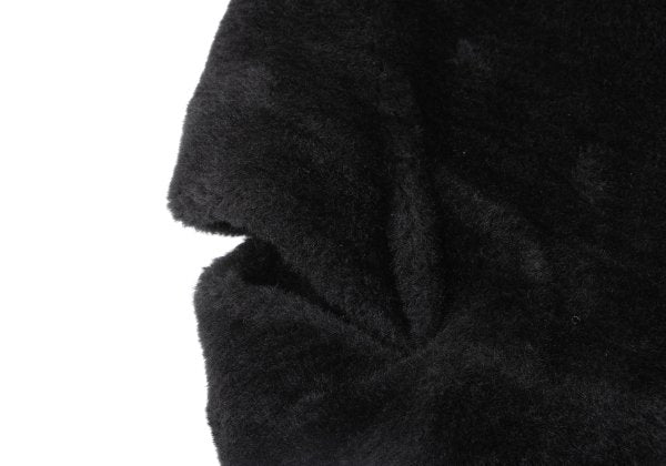 Yohji Yamamoto FEMME Faux Fur Hook Closure Cape Black Size S