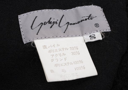 Yohji Yamamoto FEMME Faux Fur Hook Closure Cape Black Size S