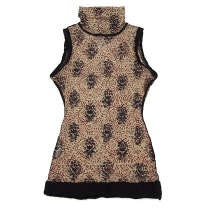 Jean Paul GAULTIER FEMME Knit Trim Floral Top Beige Size 40
