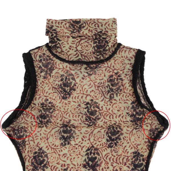 Jean Paul GAULTIER FEMME Knit Trim Floral Top Beige Size 40