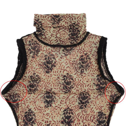 Jean Paul GAULTIER FEMME Knit Trim Floral Top Beige Size 40