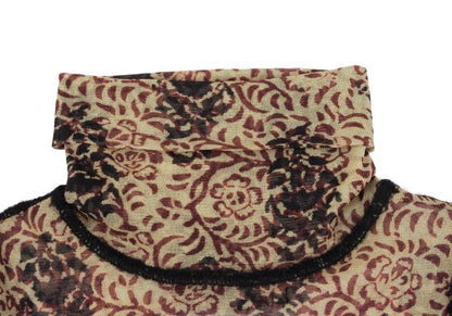Jean Paul GAULTIER FEMME Knit Trim Floral Top Beige Size 40