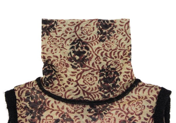 Jean Paul GAULTIER FEMME Knit Trim Floral Top Beige Size 40