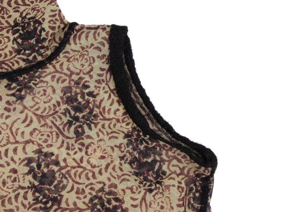Jean Paul GAULTIER FEMME Knit Trim Floral Top Beige Size 40