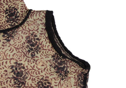 Jean Paul GAULTIER FEMME Knit Trim Floral Top Beige Size 40