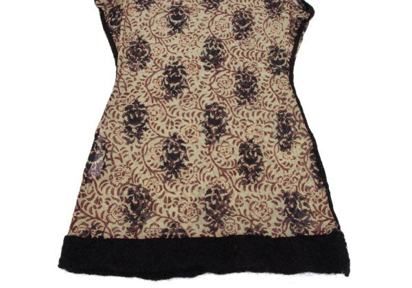 Jean Paul GAULTIER FEMME Knit Trim Floral Top Beige Size 40