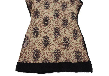 Jean Paul GAULTIER FEMME Knit Trim Floral Top Beige Size 40