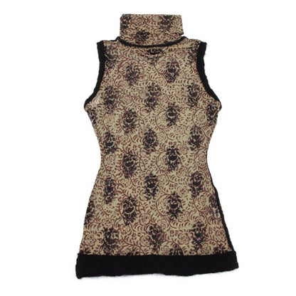 Jean Paul GAULTIER FEMME Knit Trim Floral Top Beige Size 40