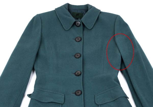 JUNIOR GAULTIER Wool Fur Cuff Stand Coat Turquoise Size 40