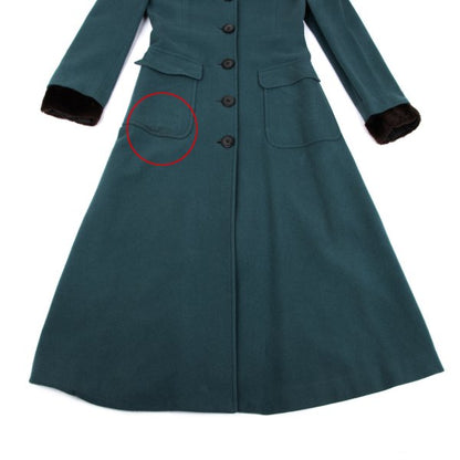 JUNIOR GAULTIER Wool Fur Cuff Stand Coat Turquoise Size 40