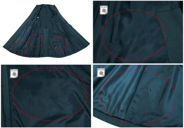 JUNIOR GAULTIER Wool Fur Cuff Stand Coat Turquoise Size 40