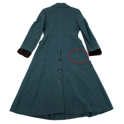 JUNIOR GAULTIER Wool Fur Cuff Stand Coat Turquoise Size 40
