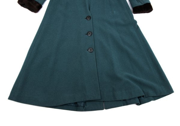 JUNIOR GAULTIER Wool Fur Cuff Stand Coat Turquoise Size 40