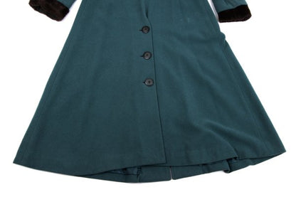 JUNIOR GAULTIER Wool Fur Cuff Stand Coat Turquoise Size 40