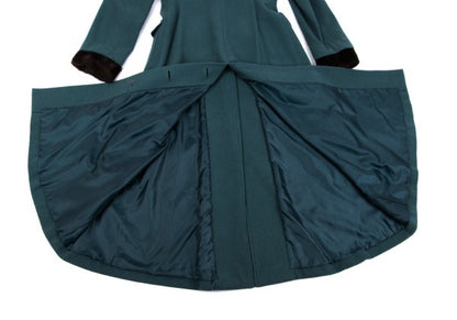 JUNIOR GAULTIER Wool Fur Cuff Stand Coat Turquoise Size 40