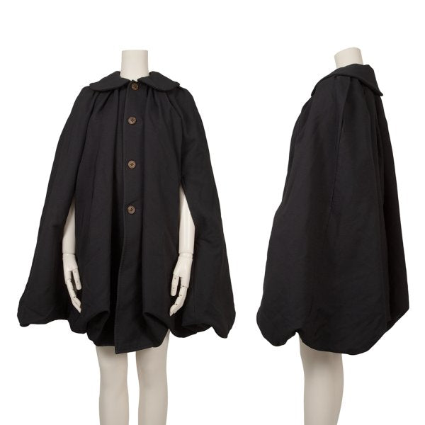 COMME des GARCONS Poly Round Collar Poncho Coat Navy Size S