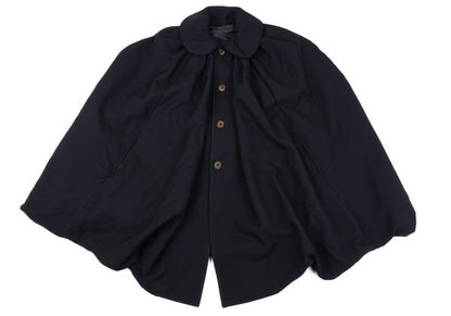 COMME des GARCONS Poly Round Collar Poncho Coat Navy Size S
