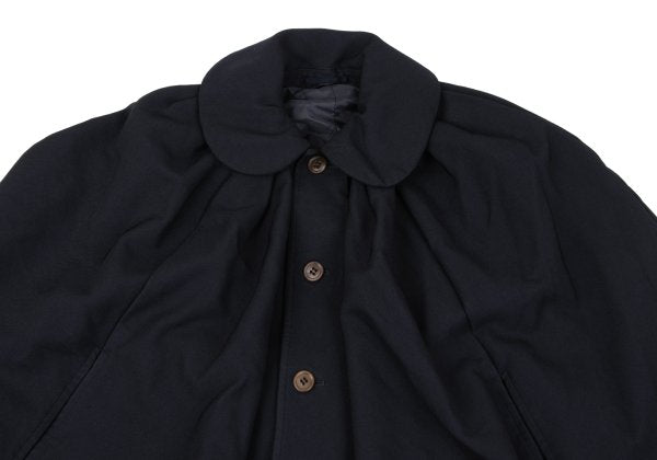 COMME des GARCONS Poly Round Collar Poncho Coat Navy Size S