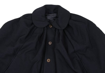COMME des GARCONS Poly Round Collar Poncho Coat Navy Size S