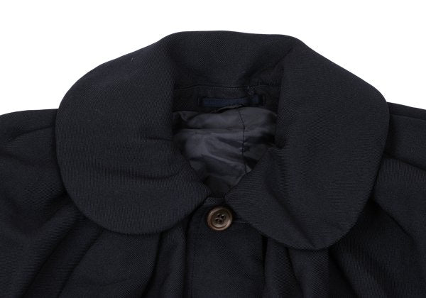 COMME des GARCONS Poly Round Collar Poncho Coat Navy Size S