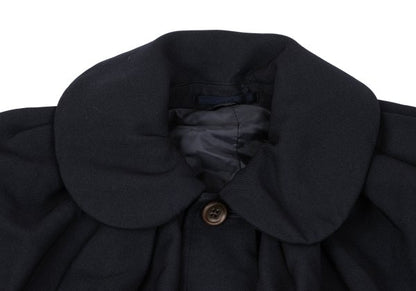 COMME des GARCONS Poly Round Collar Poncho Coat Navy Size S