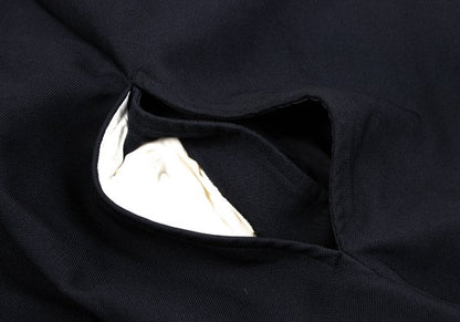 COMME des GARCONS Poly Round Collar Poncho Coat Navy Size S