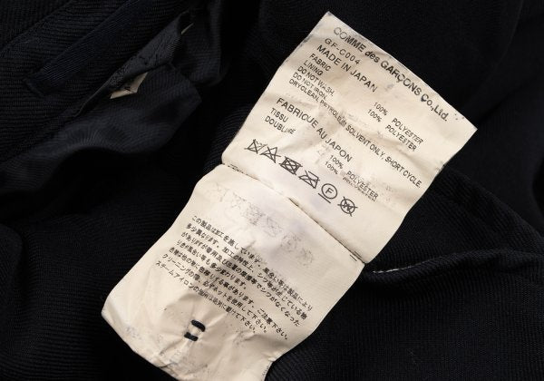 COMME des GARCONS Poly Round Collar Poncho Coat Navy Size S