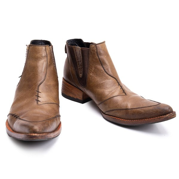 JPG by GAULTIER Brown Leather Stitched Gore Boots Size 25cm