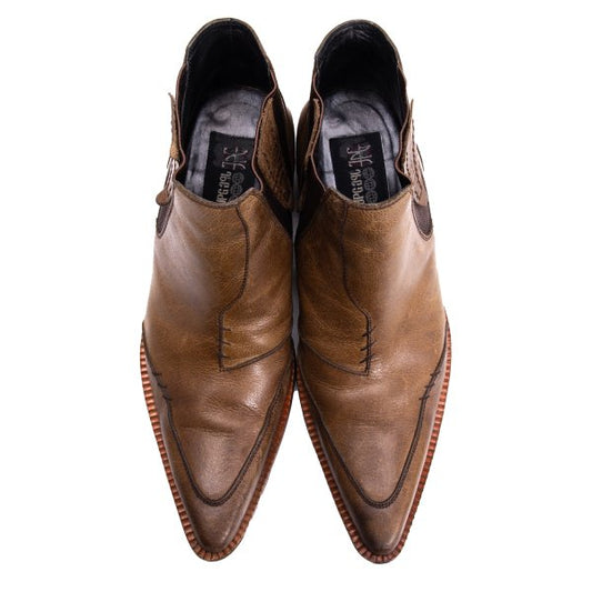 JPG by GAULTIER Brown Leather Stitched Gore Boots Size 25cm