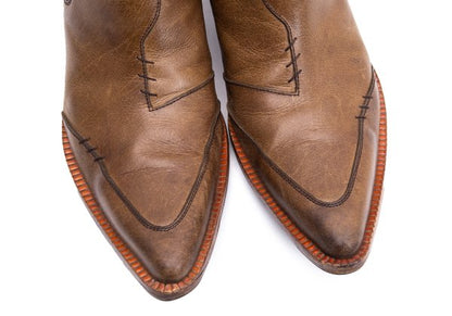 JPG by GAULTIER Brown Leather Stitched Gore Boots Size 25cm