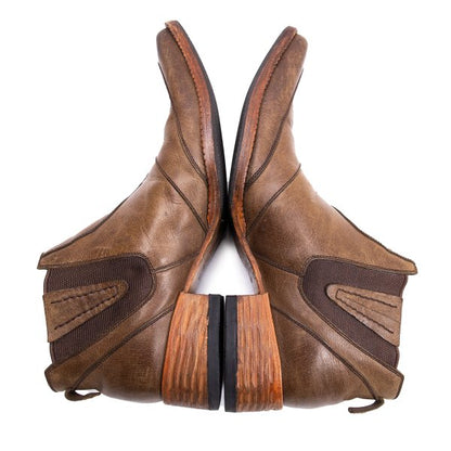 JPG by GAULTIER Brown Leather Stitched Gore Boots Size 25cm