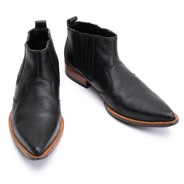 JPG by GAULTIER Black Leather Side Western Boots Size 25cm