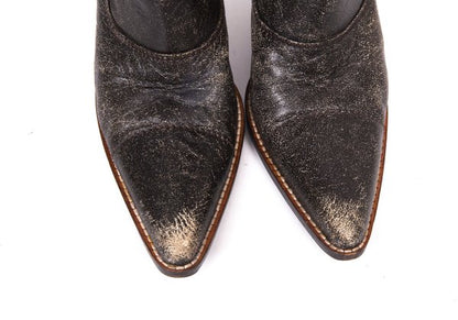 MIU MIU Cracked Leather Double Boots Black Size 37 (23.5cm)