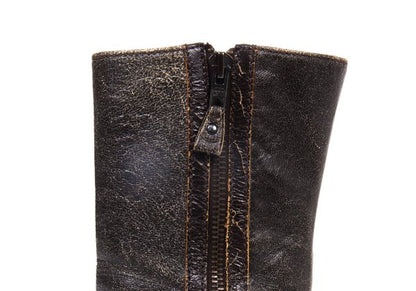 MIU MIU Cracked Leather Double Boots Black Size 37 (23.5cm)