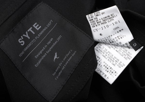 s'yte Wool Gabardine Stand Collar China Jacket Black Size 3