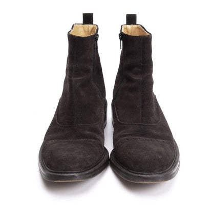 DOUCAL'S Medallion Side Zip Suede Boots Brown Size 41 (26cm)
