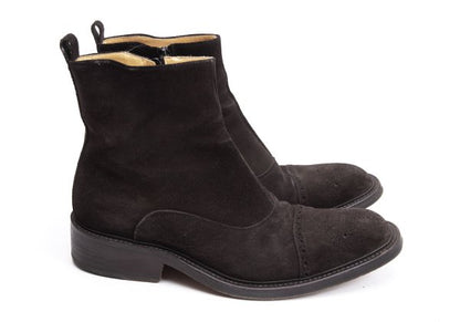 DOUCAL'S Medallion Side Zip Suede Boots Brown Size 41 (26cm)