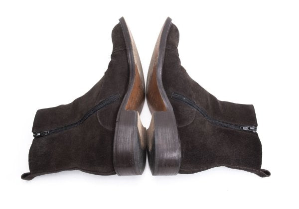 DOUCAL'S Medallion Side Zip Suede Boots Brown Size 41 (26cm)